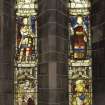 Interior.  Steven Chapel.  View of stained glass window by Burlison & Grylls