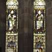 Interior.  Steven Chapel.  View of stained glass window by Burlison & Grylls