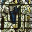 Interior. Detail of stained glass by Charles E Kempe