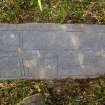 Fragment of west highland grave slab with sword and shears (daylight)