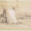 Drawing of the Cat Stane by J Drummond.
Titled: 'The Catt stane near Kirkliston. 1st Sept 1849. JD'.