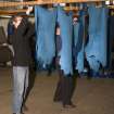 Interior. Main Building, first floor. Front Finishing Drying Area. Dyed hides hung up on tenters to be dried.