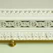 Interior. Upper ground floor. Library. Cornice and brass picture rail. Detail