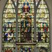 Interior. View of S transept stained glass window by F Hase Haydon of Abbey Studio