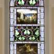 Interior. View of N wall stained glass window