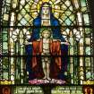 Interior. Detail of S transept stained glass window by F Hase Haydon of Abbey Studio
