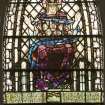 Interior. Detail of N transept stained glass window by F Hase Haydon of Abbey Studio