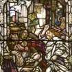 Interior. Detail of S Transept stained glass window by Douglas Strachan