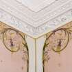 Interior. 1st floor. Drawing room. Cornice and painted decoration. Detail