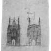 Edinburgh, Princes Street, St John's Episcopal Church.
Sketch elevations of proposed alterations to side entrance.