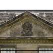 Detail.  Showing East Front pediment with Coat of Arms of William 2nd Earl of Annandale and Sophia Countess of Annandale.