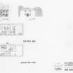 Plans and elevations of staff rooms.