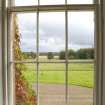 Interior. First floor, drawing room, detail of window and view to front lawn