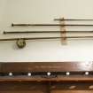 Interior. Ground floor, gun room, detail of Gladstone's gun box and fishing rods