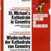 Poster advertising an exhibition of photographs of Coventry Cathedral and a lecture about the rebuilding of the cathedral delivered by Sir Basil Spence during 'British Week' in Munich.