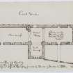 Page 49 verso: Ink sketch plan of Whitefriars Church at South Queensferry
Insc: "Ground Plan of ye Church of ye Monastery of Carmelites or Whitefriars at South Queensferry, founded by Dundas of Dundas in 1330.   Edinr. 5th May 1856.  J.S."
'MEMORABILIA, JOn. SIME  EDINr.  1840'