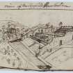 Ink sketch showing general view of Valleyfield New Garden, Fife.
Insc. "View of Valleyfield New Garden"
'MEMORABILIA, JOn. SIME  EDINr.  1840'
