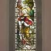 Interior. SE Gable stained glass window by A Ballantine & Son 1906 . Detail