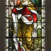 Interior. SE Gable stained glass window by A Ballantine & Son 1906 . Detail