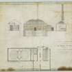 Plan,elevation and sections of a Gas Work for Inverness. 
Drawn by A Mitchell August 1826.
Scottish Gas Coll.