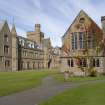 Courtyard, W range, library and N range, view from SSE