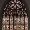 Interior. Chapel, view of stained glass window at W end