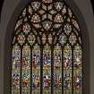 Interior. Chapel, view of stained glass window at E end