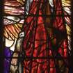 Interior. Detail S Transept Stained glass window by Douglas Strachan dated 1914 of The Revelation