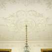 Interior. White drawing room, view of ceiling