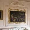 Interior. Pink drawing room, detail of painting and plaster surround