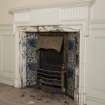 Interior. First Floor  corridor, detail of fireplace