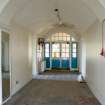 Interior. Second floor view of vaulted corridor