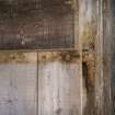 Interior. Ground floor. Storage area, detail of hinge to kiln area door.