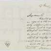 Page 20: Letter written on back of ink sketch plan of Dalkeith Kirk, August 1855.
'MEMORABILIA, JOn. SIME  EDINr.  1840'