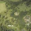 Oblique aerial view centred on the house and walled garden with the earthwork and Blairesk Hall adjacent, taken from the S.