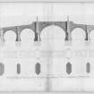 Aberfeldy, Wade's Bridge
Section, plan and elevation for Bridge of Tay, copied from 'Vitruvius Scoticus', plate 122.