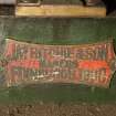 Interior. Detail of clock makers name.