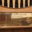 Interior. Organ. Memorial plaque. Detail