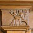 Interior. Ground floor. Drawing room carved pilaster capital. Detail