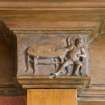 Interior. Ground floor. Drawing room carved pilaster capital. Detail