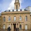 Central block and clock tower, view from S