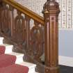 Interior. Staircase, detail of balustrade and newell post