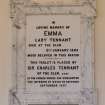 Interior. Detail of Emma Lady Tennant memorial plaque