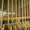 Interior. Fly tower. Fly floor. Scenery ropes. Detail