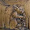 Interior view of 9 Lowther Terrace, Glasgow showing detail of carved squirrel in south west room on ground floor.