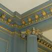 Interior. First floor. South room. Detail of cornice and capital.