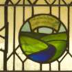 Interior. Detail of stained glass.