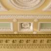 Interior. Queen Margaret College building. Ground floor.  South side office. Ceiling and cornice plasterwork.