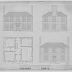 Edinburgh, Lochend House.
Drawing of elevations and ground floor.
Titled: 'Lochend House' 'Measured by Miss M Mackay, C Robson, D Bain'.