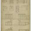 Edinburgh, Regent Road, Royal High School.
Sheet XXII - plans, sections, elevation of E and W lodges.
Signed: 'Thomas Hamilton, 41 York Place'